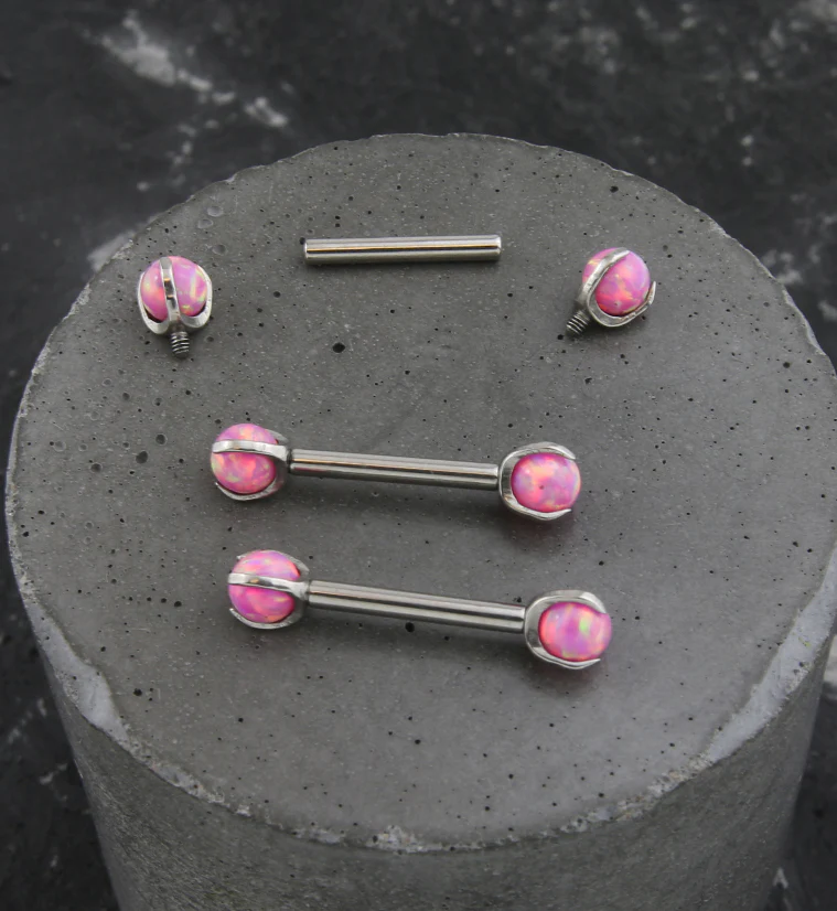 Pink Opalite Claw Titanium Barbell - Image 2