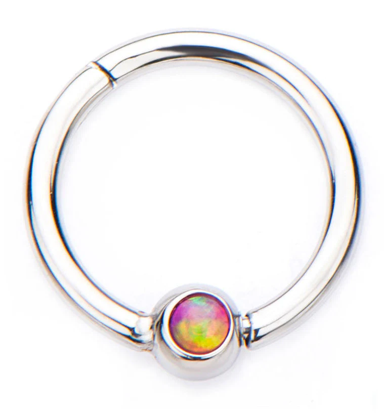 Pink Opalite Hinged Segment Hoop Ring