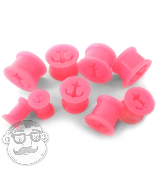 Pink Silicone Anchor Tunnel Plugs - Image 3