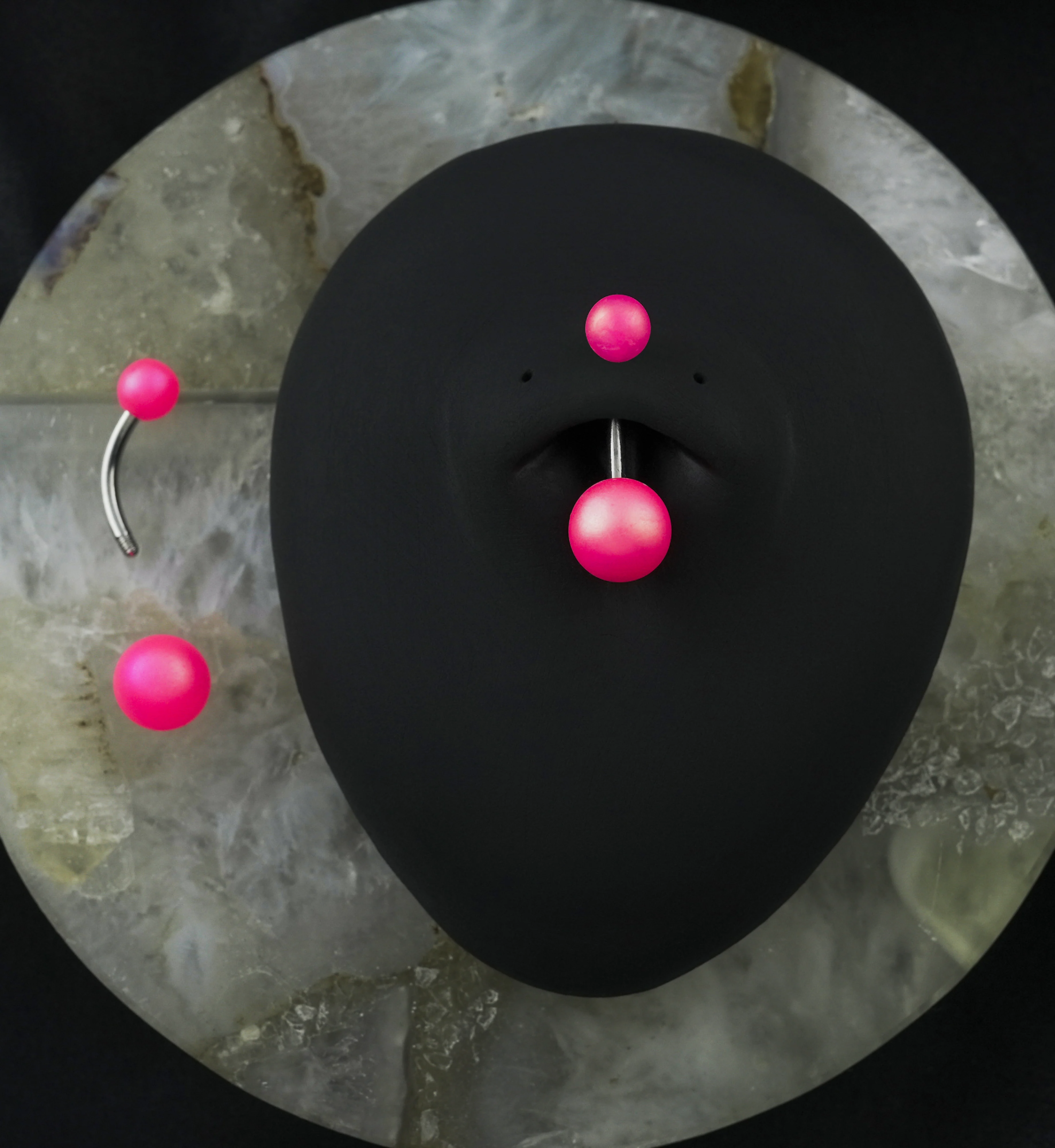 Matte Pink Stainless Steel Belly Button Ring - Image 2