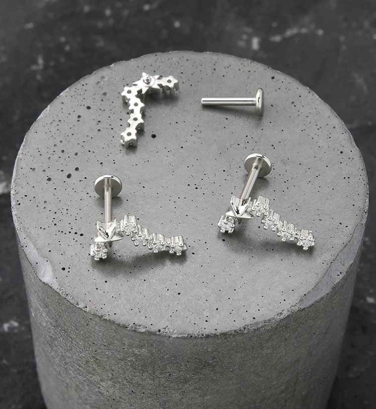 Pisces Constellation Clear CZ Stainless Steel Internally Threaded Labret - Image 2