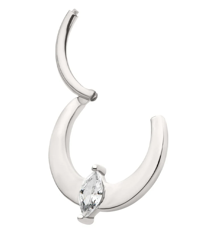 Planar Hinged Marquise Clear CZ Segment Ring Stainless Steel - Image 3