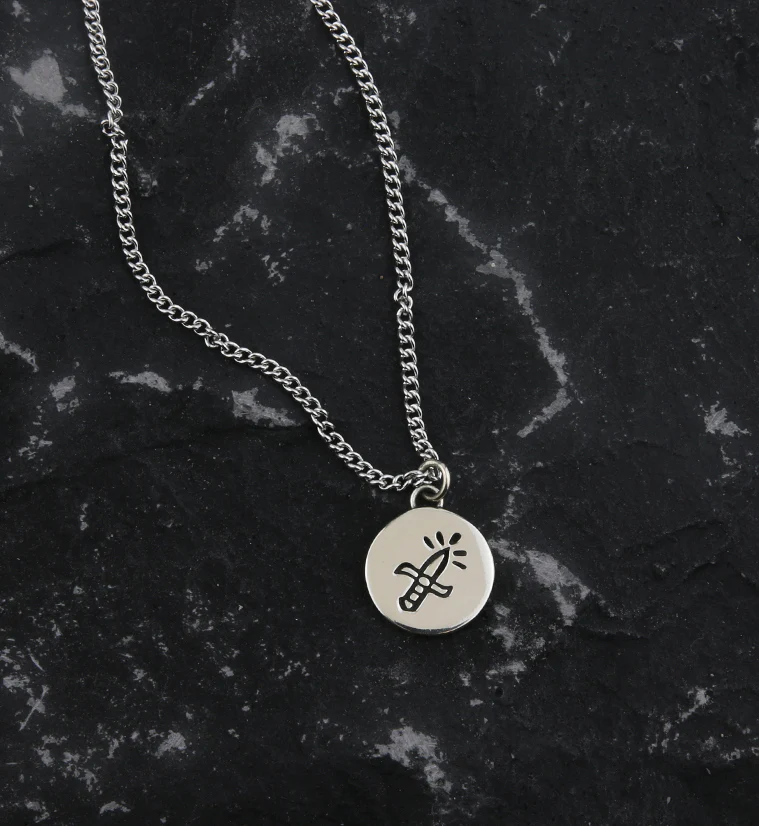 Dagger White Brass Charm Necklace - Image 2