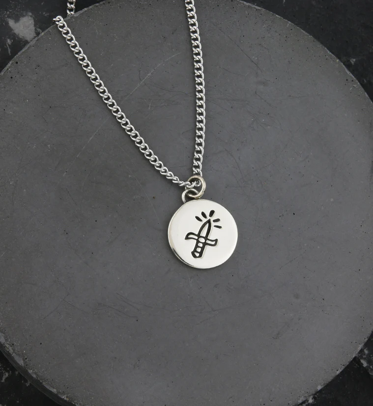 Dagger White Brass Charm Necklace - Image 3