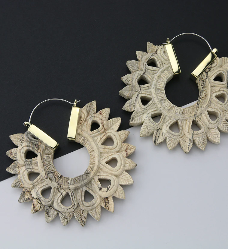 Pompon Tamarind Wooden Hangers / Earrings - Image 2