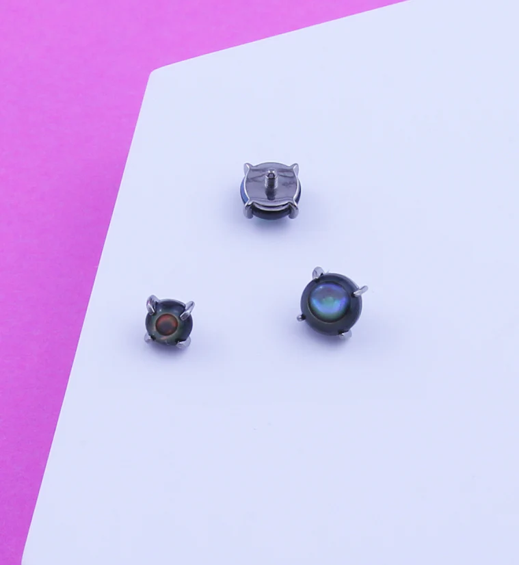 Prong Set Abalone Shell Titanium Internally Threaded Top - Image 2