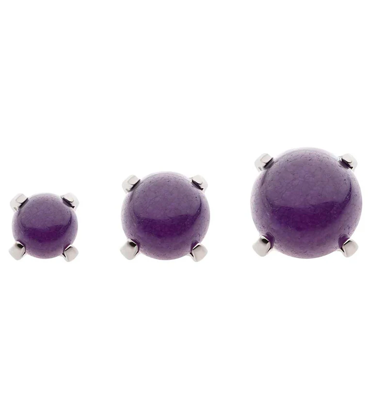 Prong Amethyst Stone Titanium Internally Threaded Top - Image 3