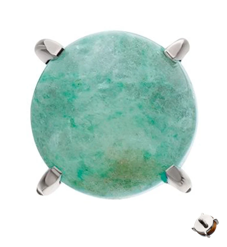 Prong Set Aventurine Stone Titanium Internally Threaded Top