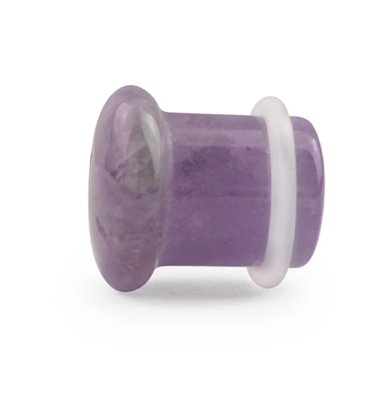 Purple Amethyst Stone Plugs - Single Flare with Grooves - Image 6