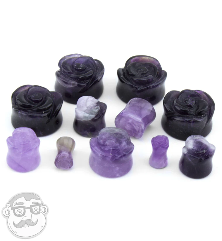 Purple Amethyst Stone Rosebud Plugs - Image 3