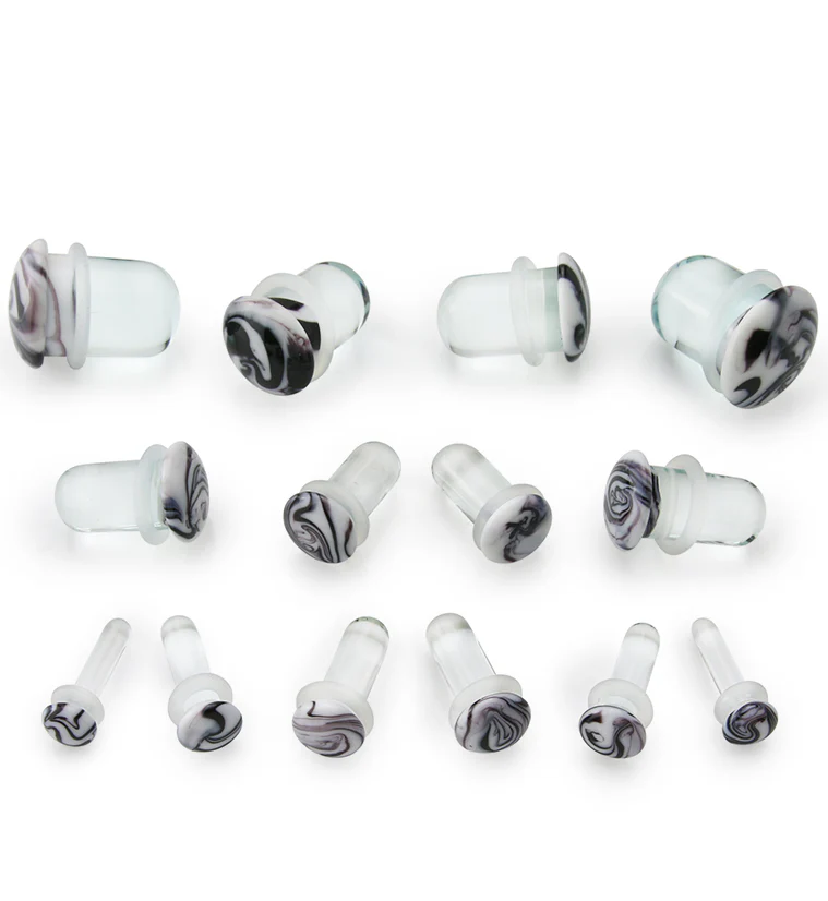 Purple & White Haze Single Flare Glass Plugs - Image 3