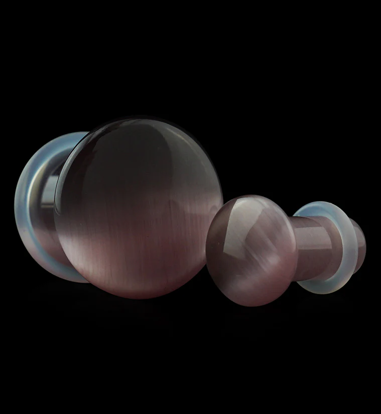 Purple Cat's Eye Glass Single Flare Plugs - Image 3