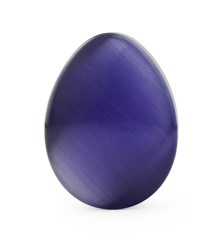 Purple Cat's Eye Glass Teardrop Plugs - Image 4