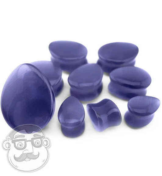 Purple Cat's Eye Glass Teardrop Plugs - Image 5
