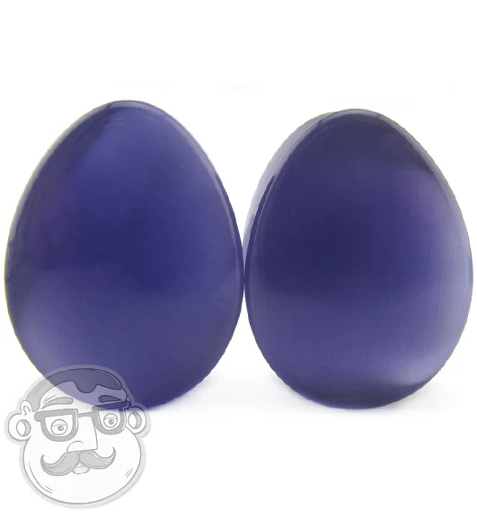 Purple Cat's Eye Glass Teardrop Plugs - Image 7