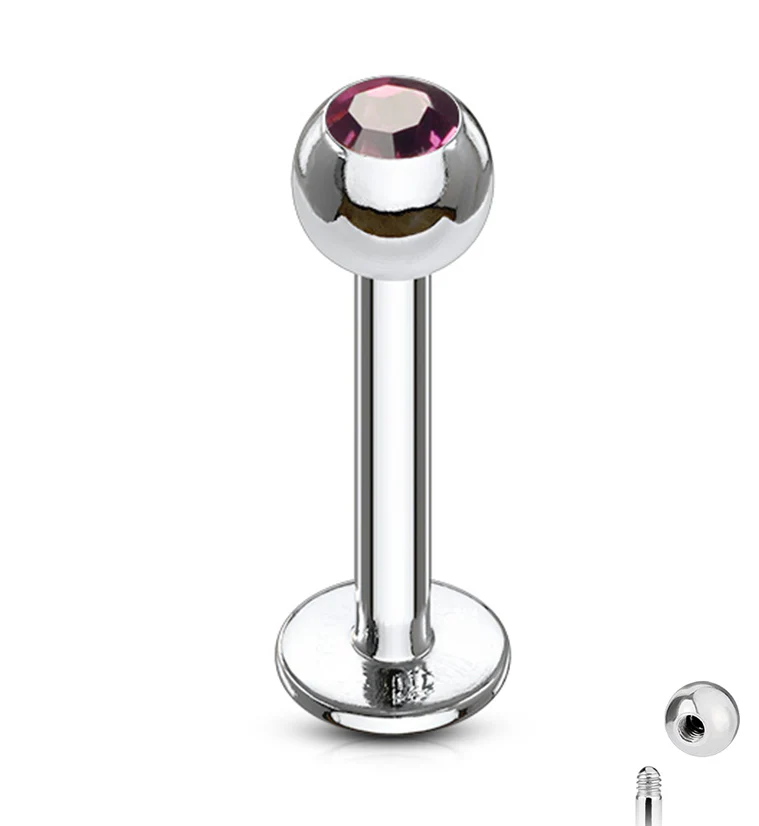 Purple CZ Labret Post
