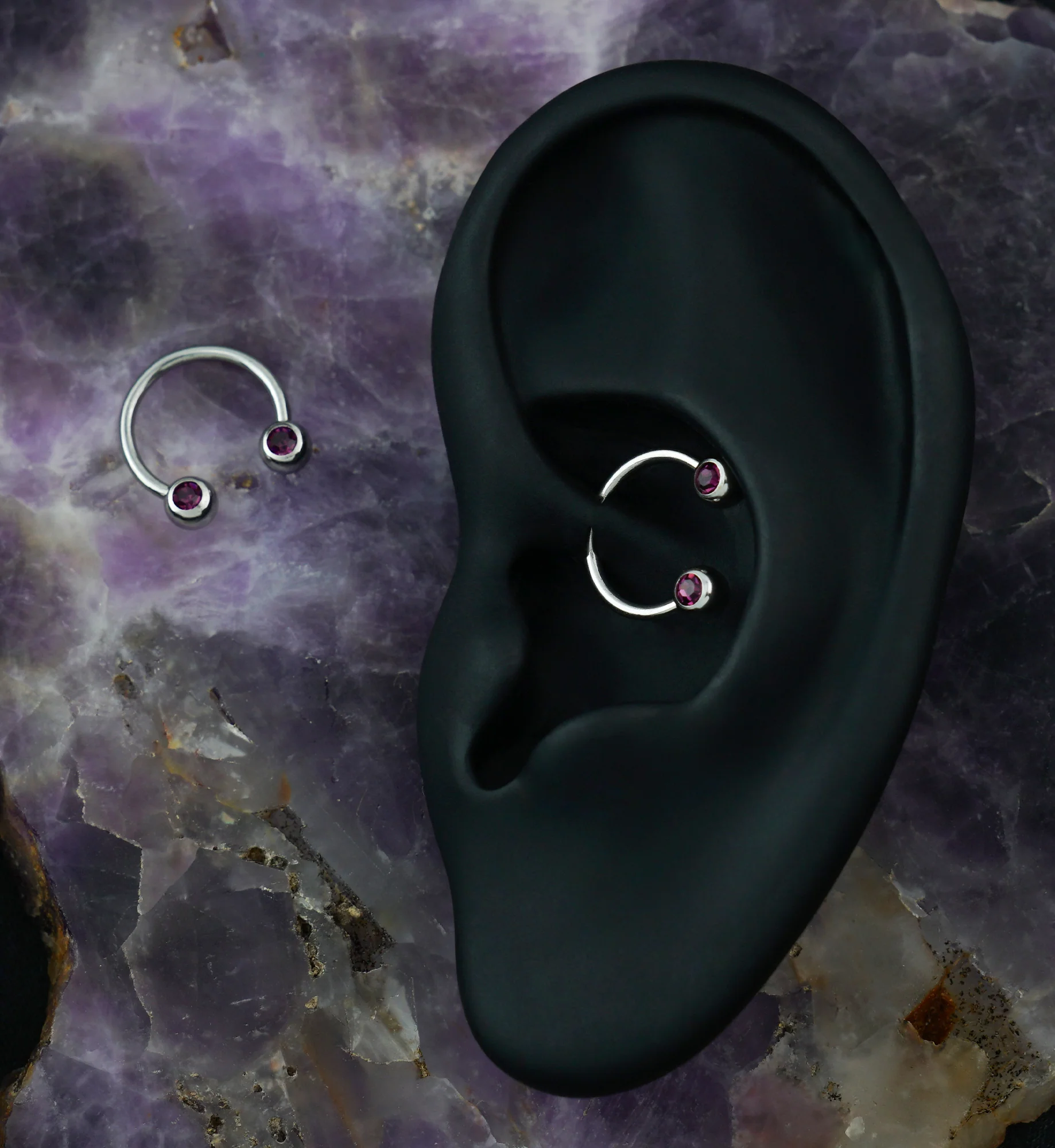 Purple CZ Steel Stainless Circular Barbell - Image 3