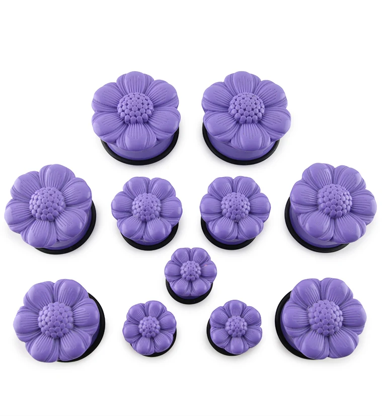 Purple Flower Petal Plugs - Single Flare