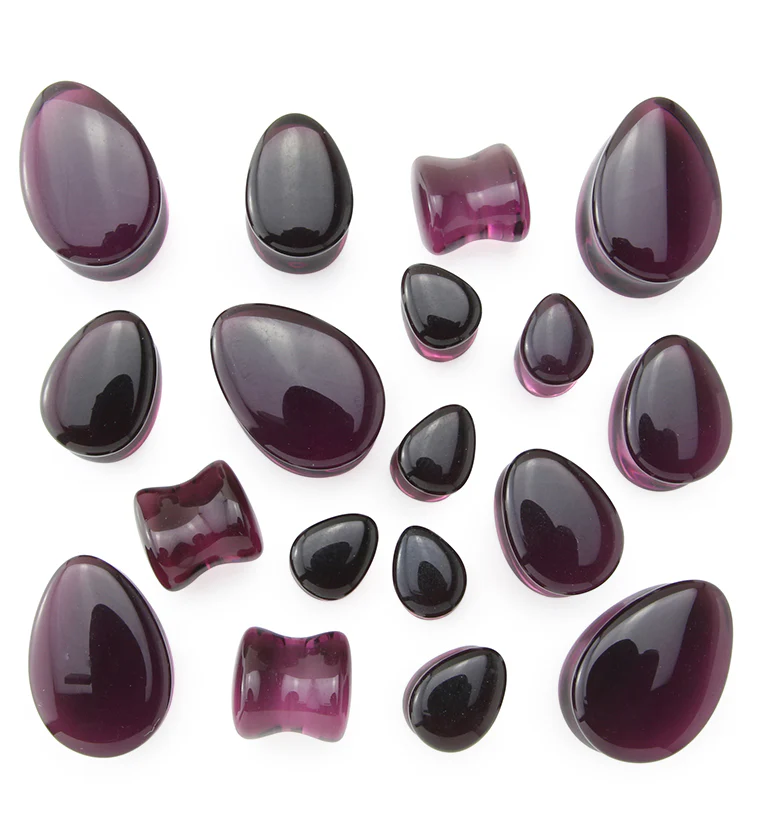 Purple Glass Teardrop Plugs