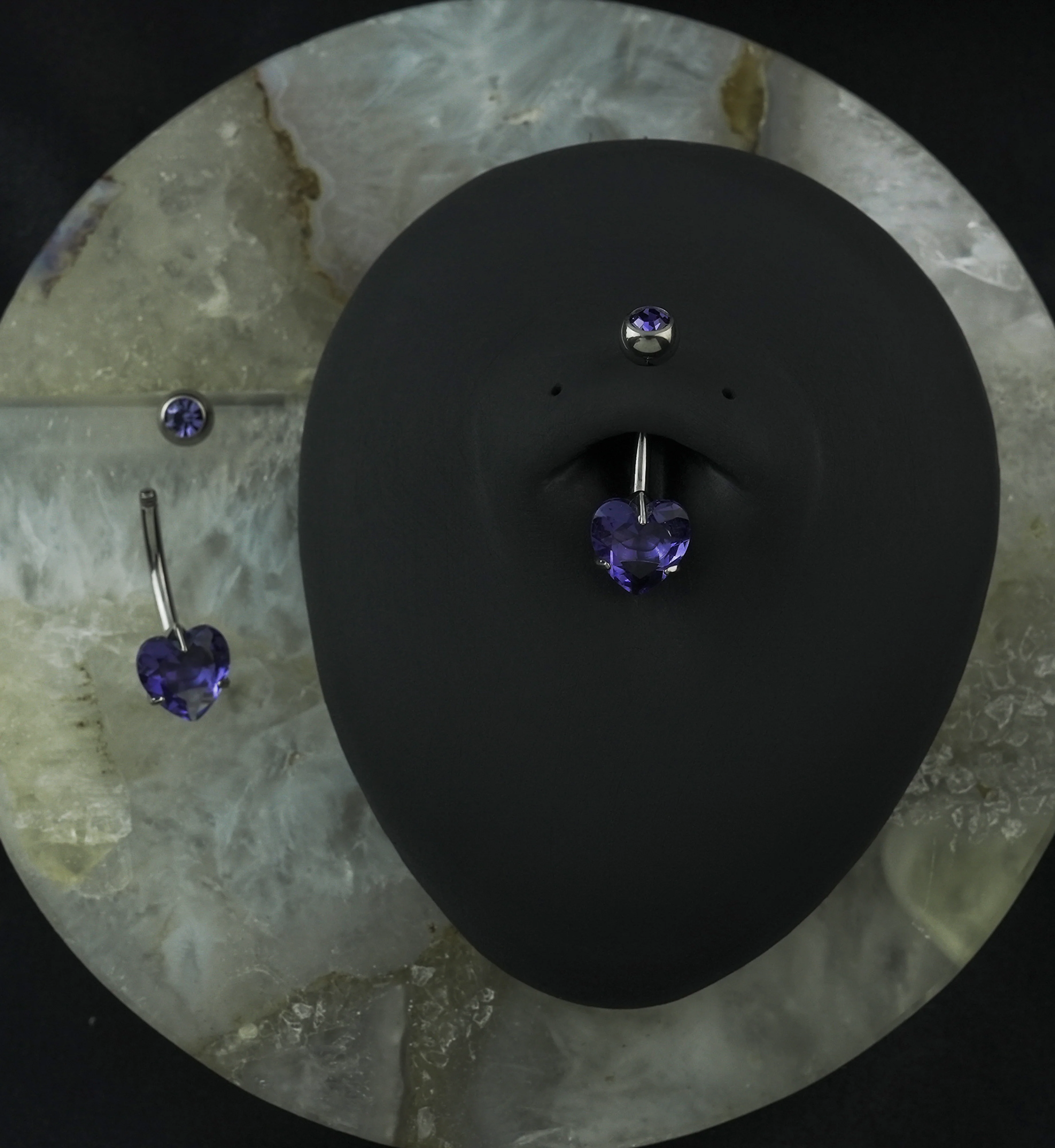 Purple Heart CZ Titanium Belly Button Ring - Image 2