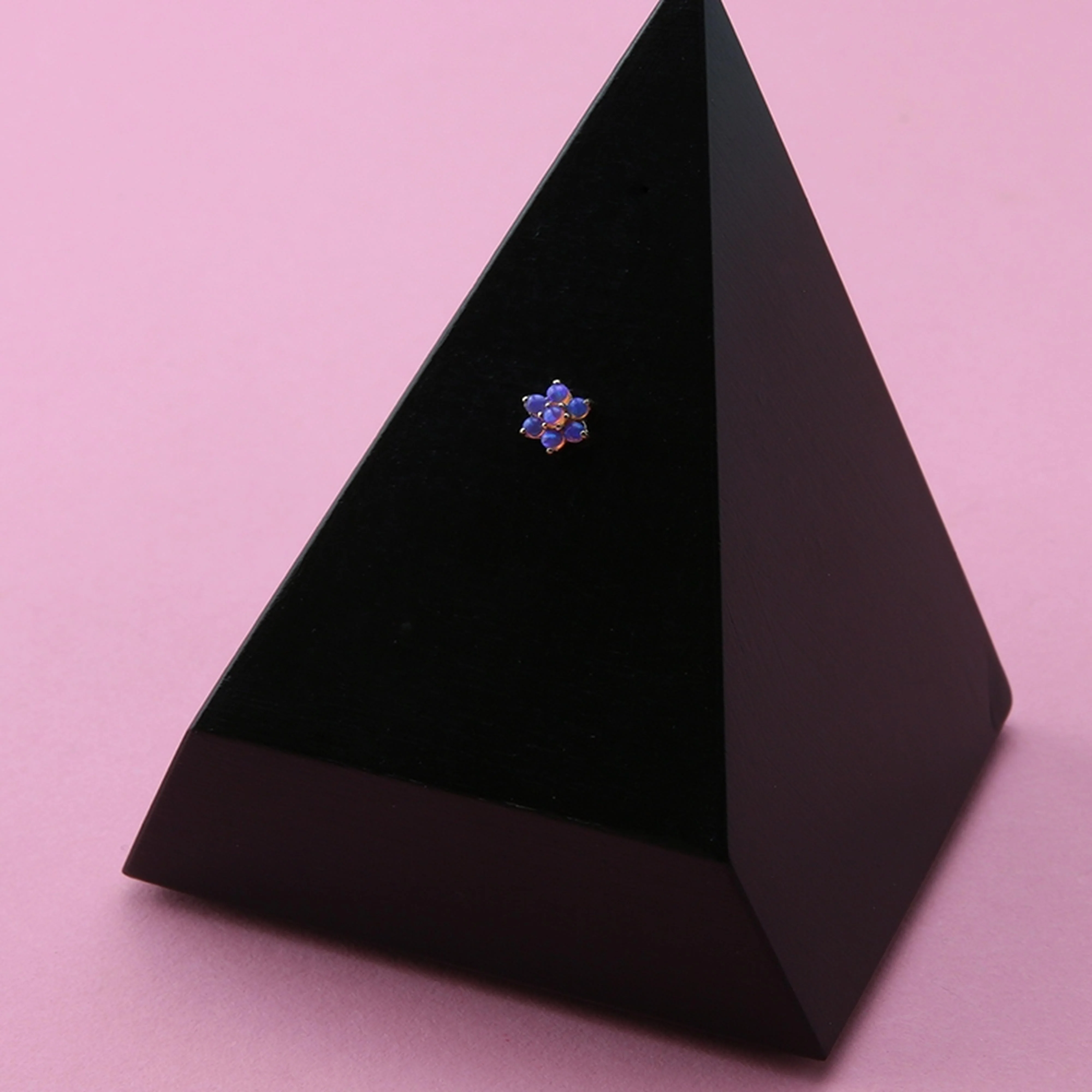 Purple Opalite 14kt Gold Flower Threadless Top - Image 3