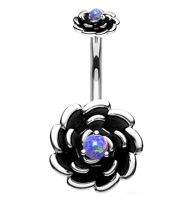 Purple Opalite Rosebud Belly Ring
