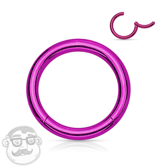 Purple PVD Hinged Stainless Steel Segment Hoop Ring - Image 3