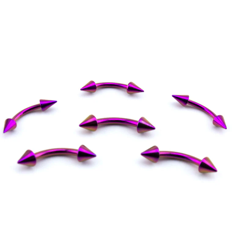 Purple PVD Spiked Curved Barbell - Image 2