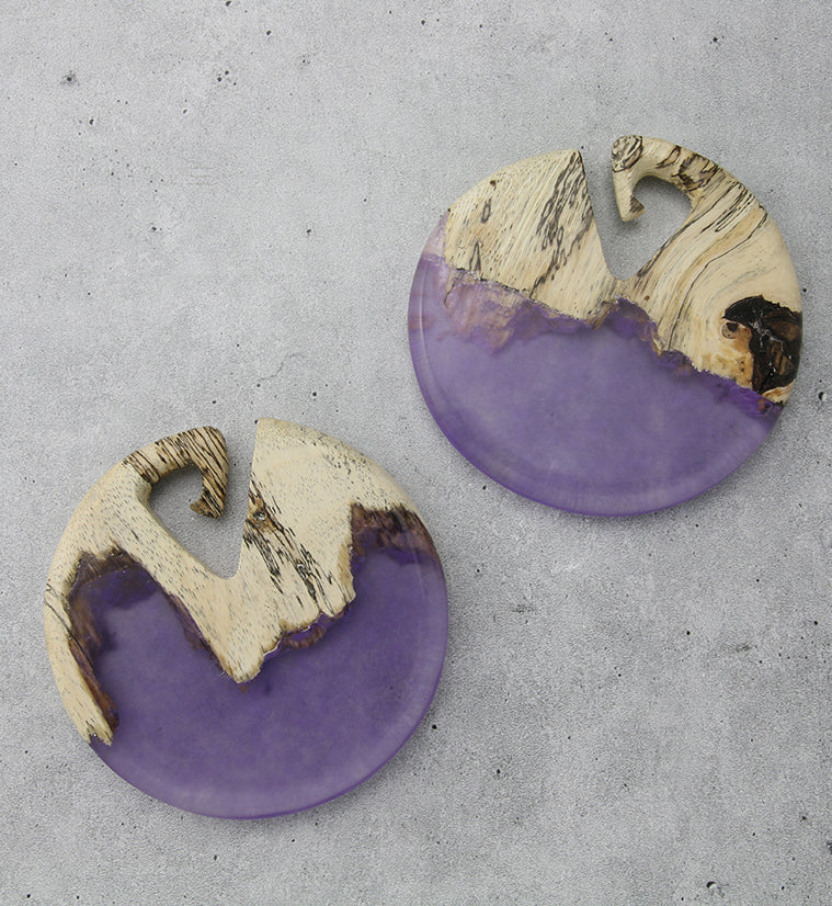 Purple Resin Disk Tamarind Wood Ear Weights - Image 2