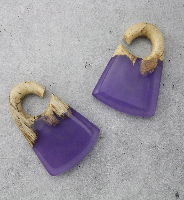 Purple Resin Locket Tamarind Wood Ear Weights - Image 2