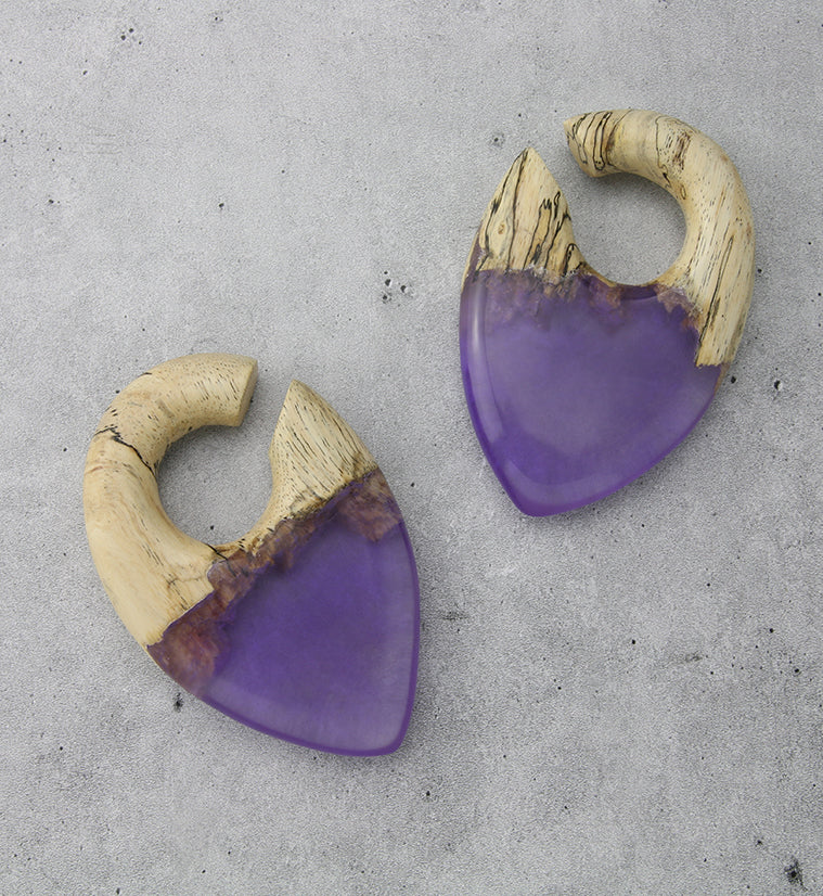 Purple Resin Splash Tamarind Wood Ear Weights - Image 2