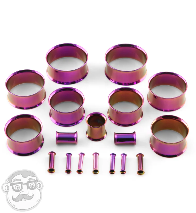 Purple Stainless Steel Double Flare Tunnels