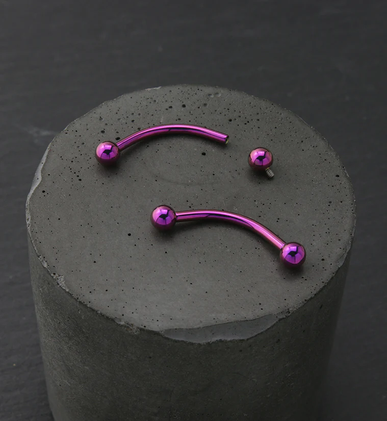 Purple Titanium Internally Threaded Curved Barbell - Image 2