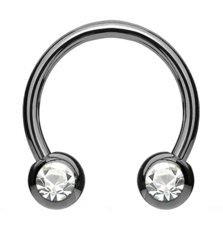 Black PVD CZ Circular Barbell