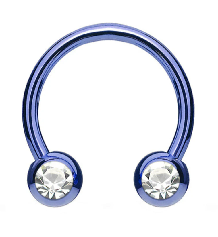 Blue PVD CZ Circular Barbell