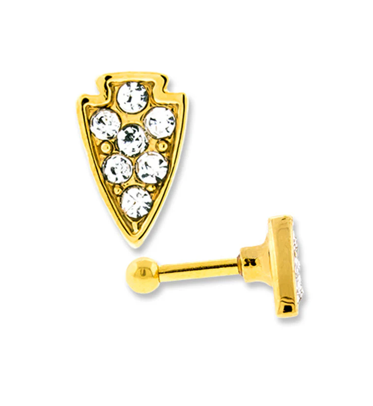 PVD Gold CZ Arrowhead Tragus - Cartilage Barbell