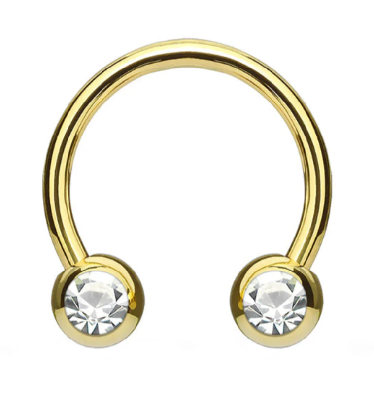 Gold PVD CZ Circular Barbell