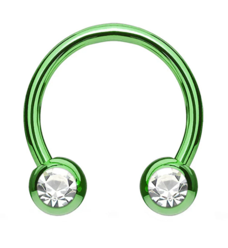 Green PVD CZ Circular Barbell