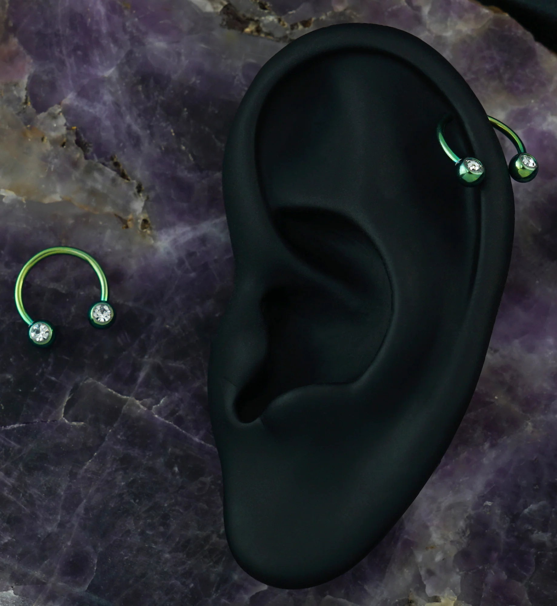 Green PVD CZ Circular Barbell - Image 3