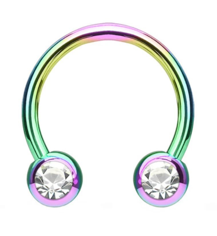 Rainbow PVD CZ Circular Barbell