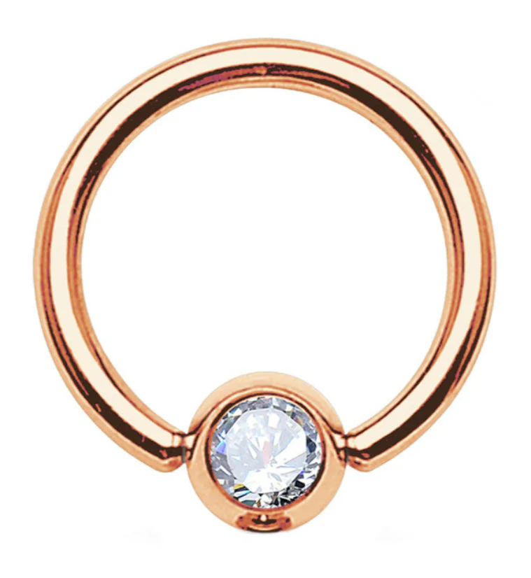 Rose Gold PVD Captive CZ Ring