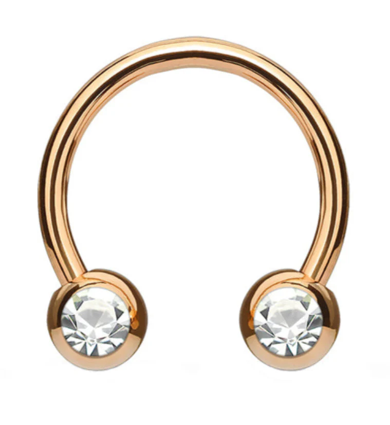 Rose Gold PVD CZ Circular Barbell