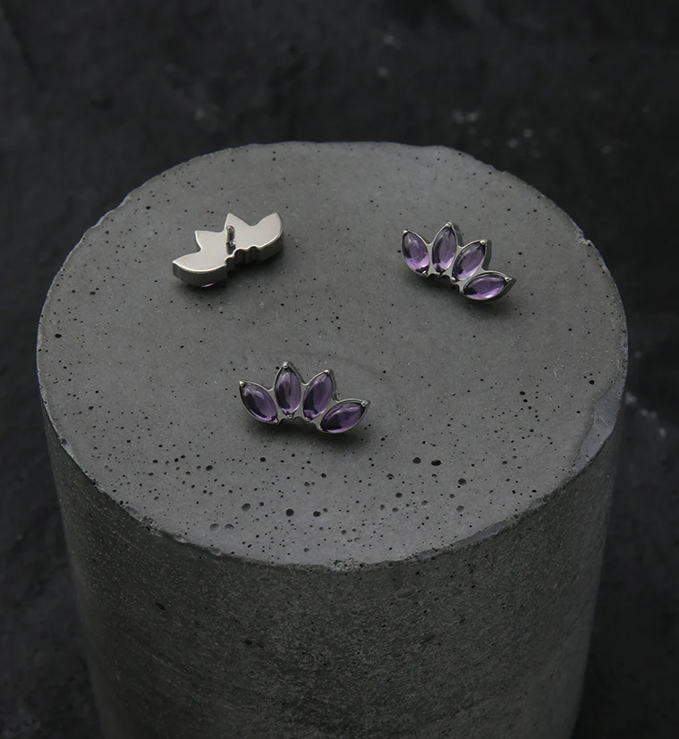 Quartet Amethyst Stone Internally Threaded Titanium Top - Image 2