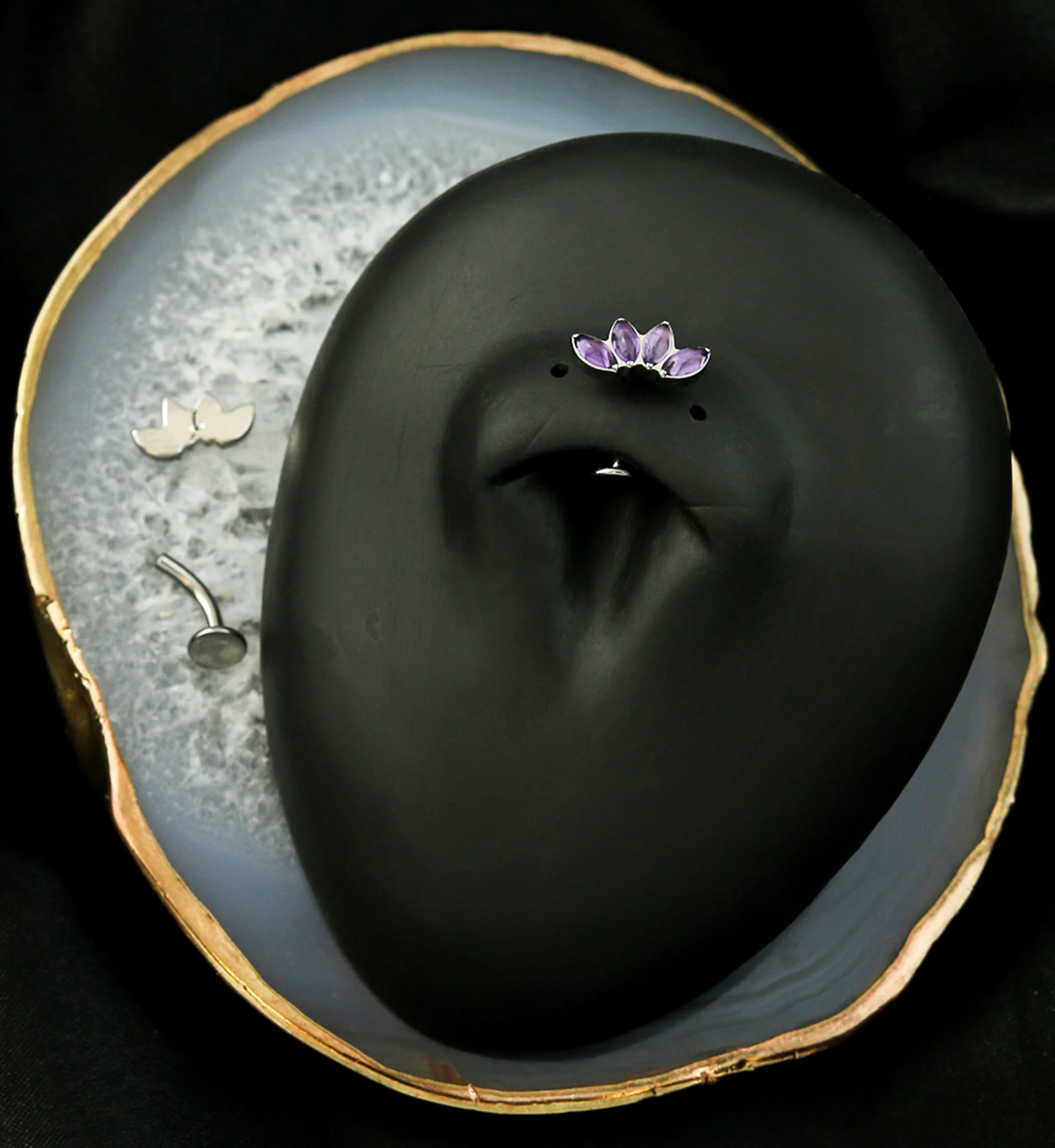 Quartet Amethyst Titanium Threadless Belly Button Ring - Image 2