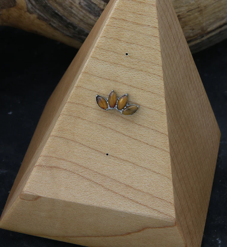 Quartet Tiger Eye Stone Threadless Titanium Top - Image 2