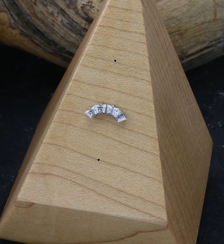 Quartet Trapezoid Arch Clear CZ Threadless Titanium Top - Image 2