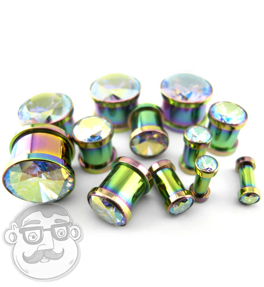Rainbow Aurora Gem Stainless Steel Plugs - Image 4