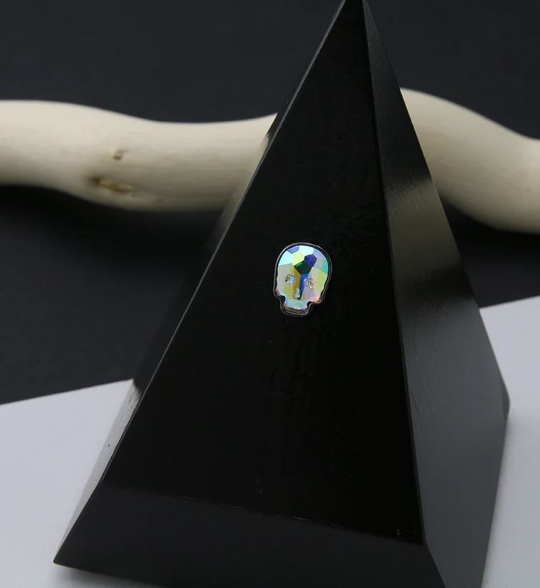 Rainbow Aurora Glass Skull Titanium Threadless Top - Image 2