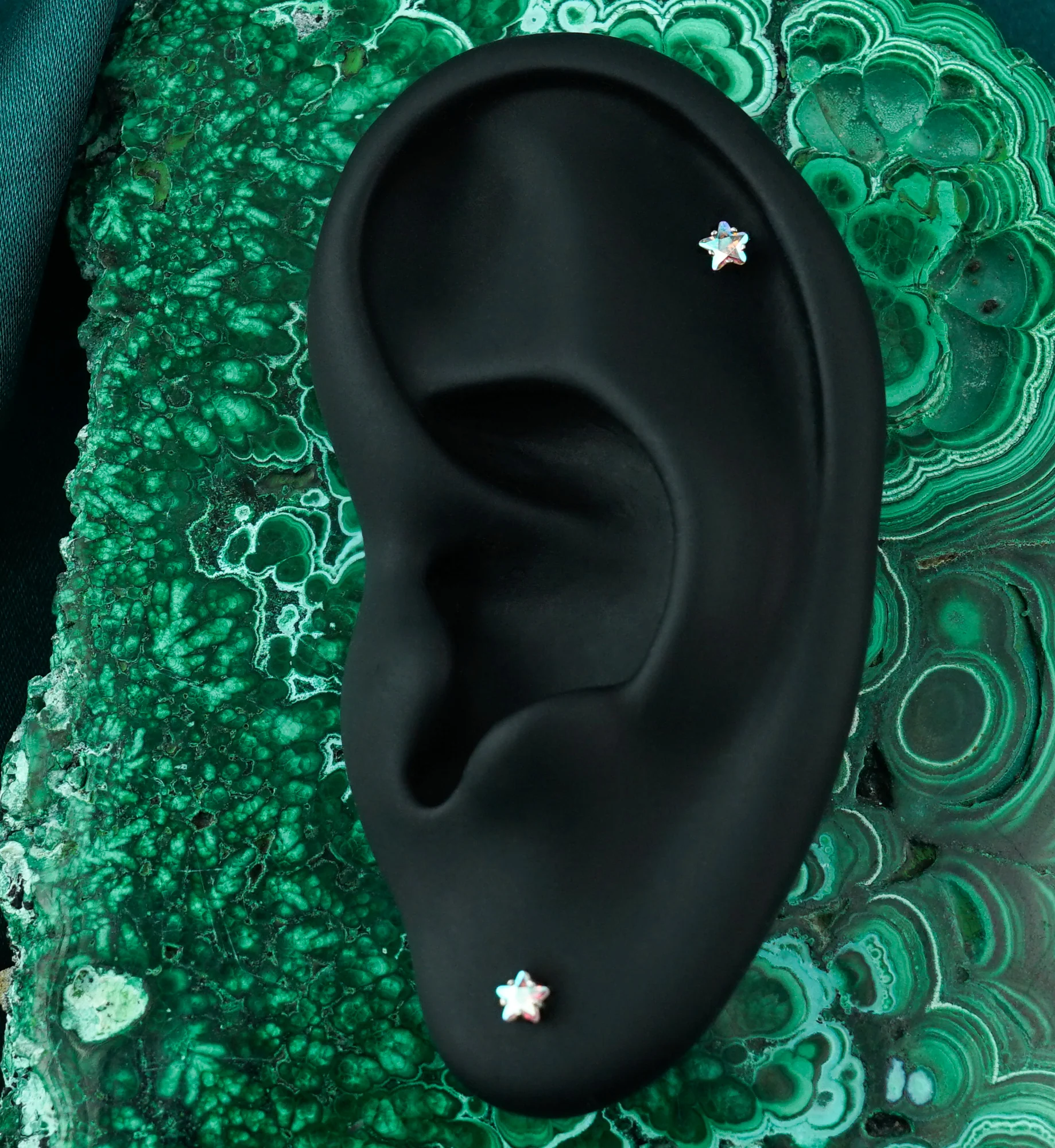 Rainbow Aurora Star CZ Labret Post - Image 2