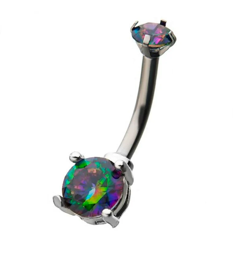Black Aurora CZ Internally Threaded Belly Ring